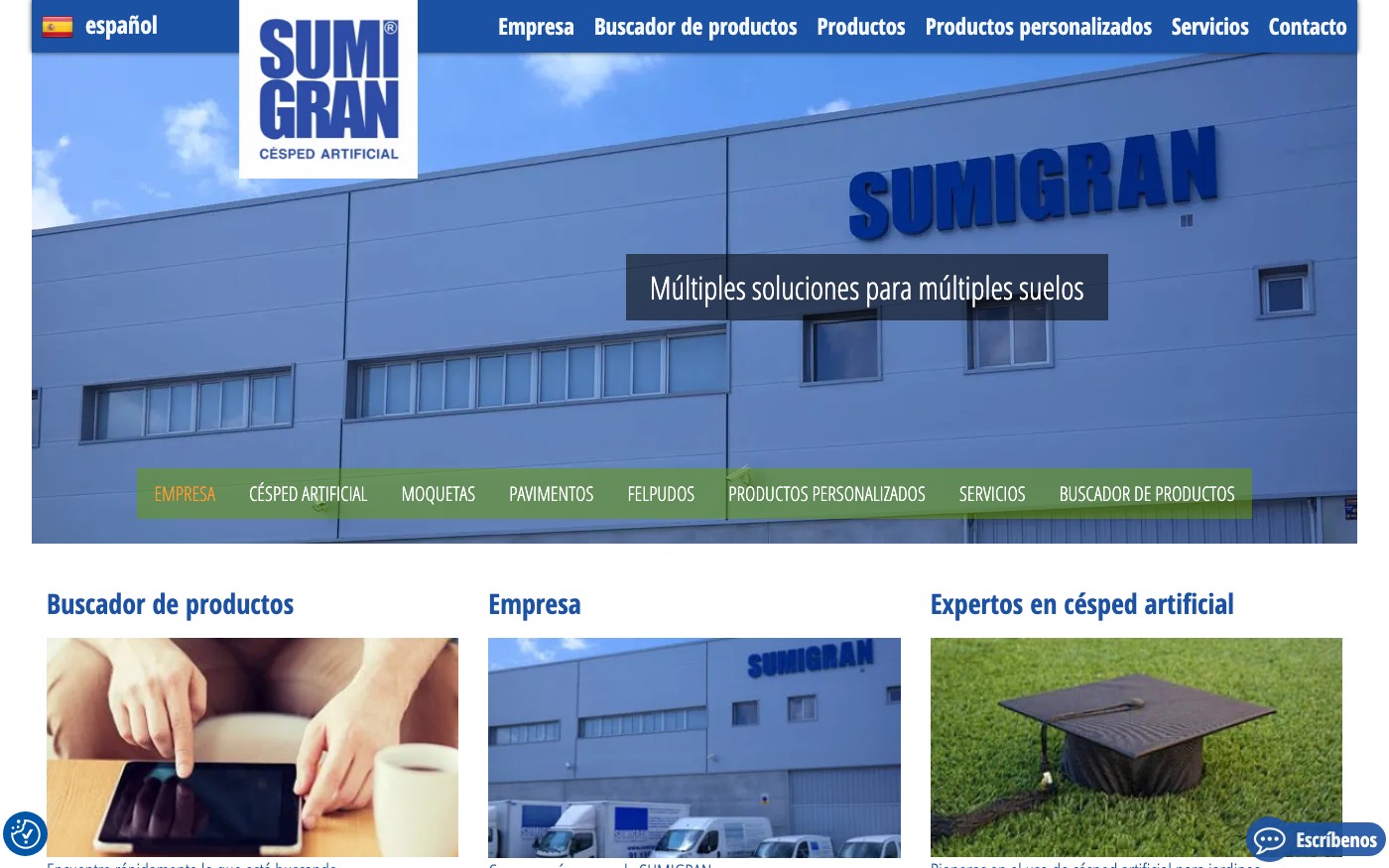 Captura limpia de la home oficial de Sumigran