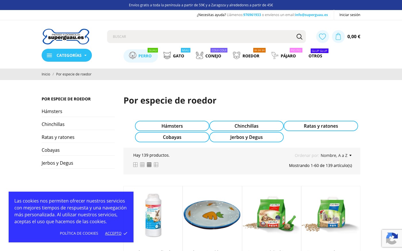 Captura de pantalla de la home de Superguau