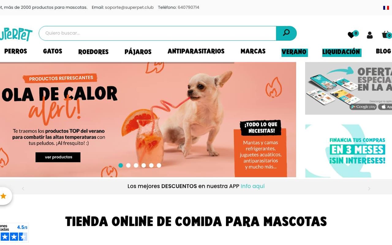 Captura limpia de la home oficial de Superpet