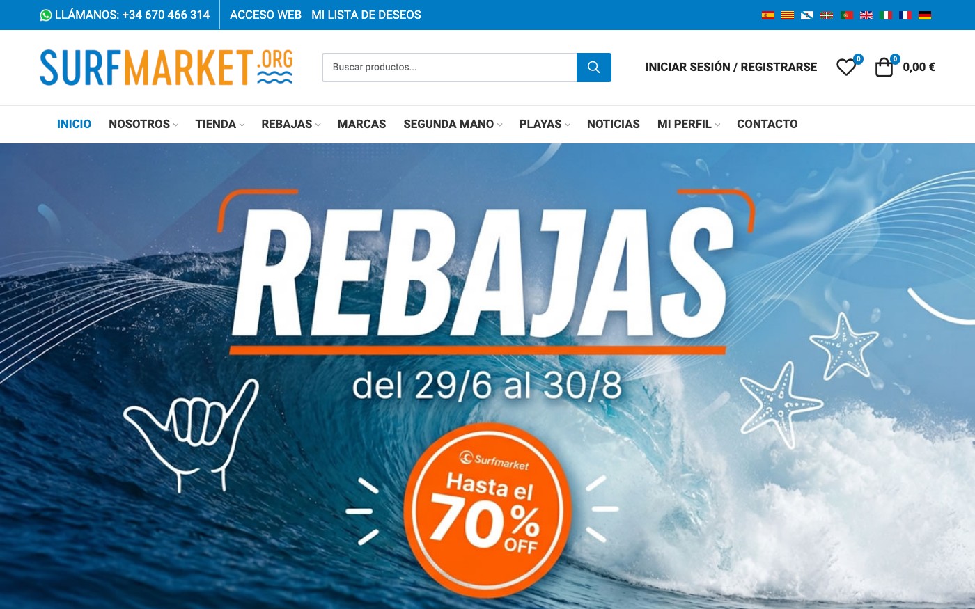 Captura limpia de la home oficial de Surfmarket