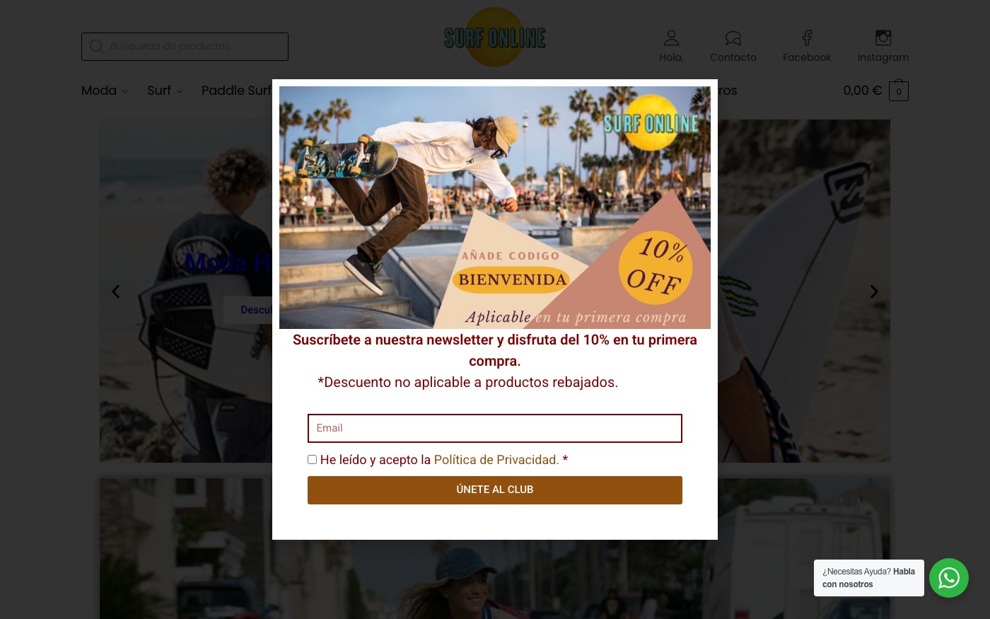 Captura limpia de la home oficial de SurfOnline