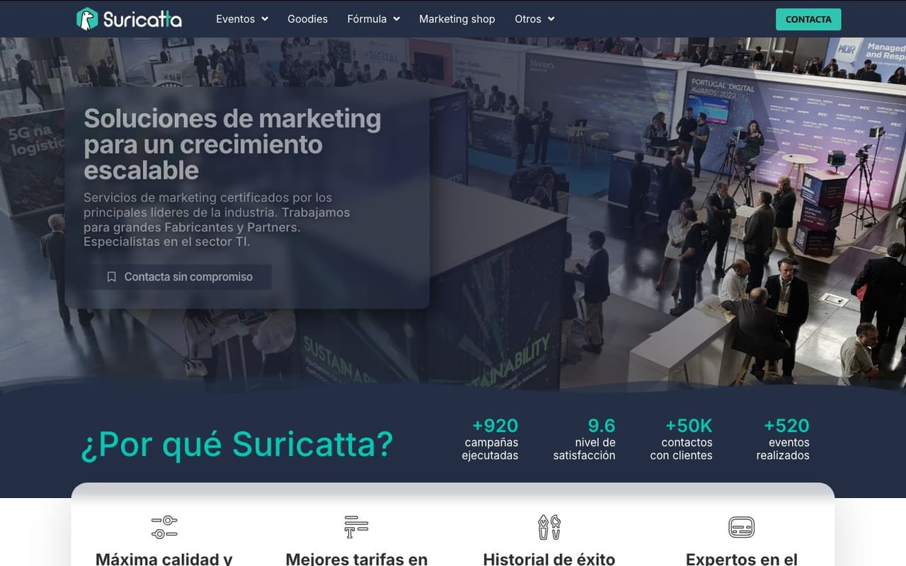 Captura de pantalla de la home de Suricatta