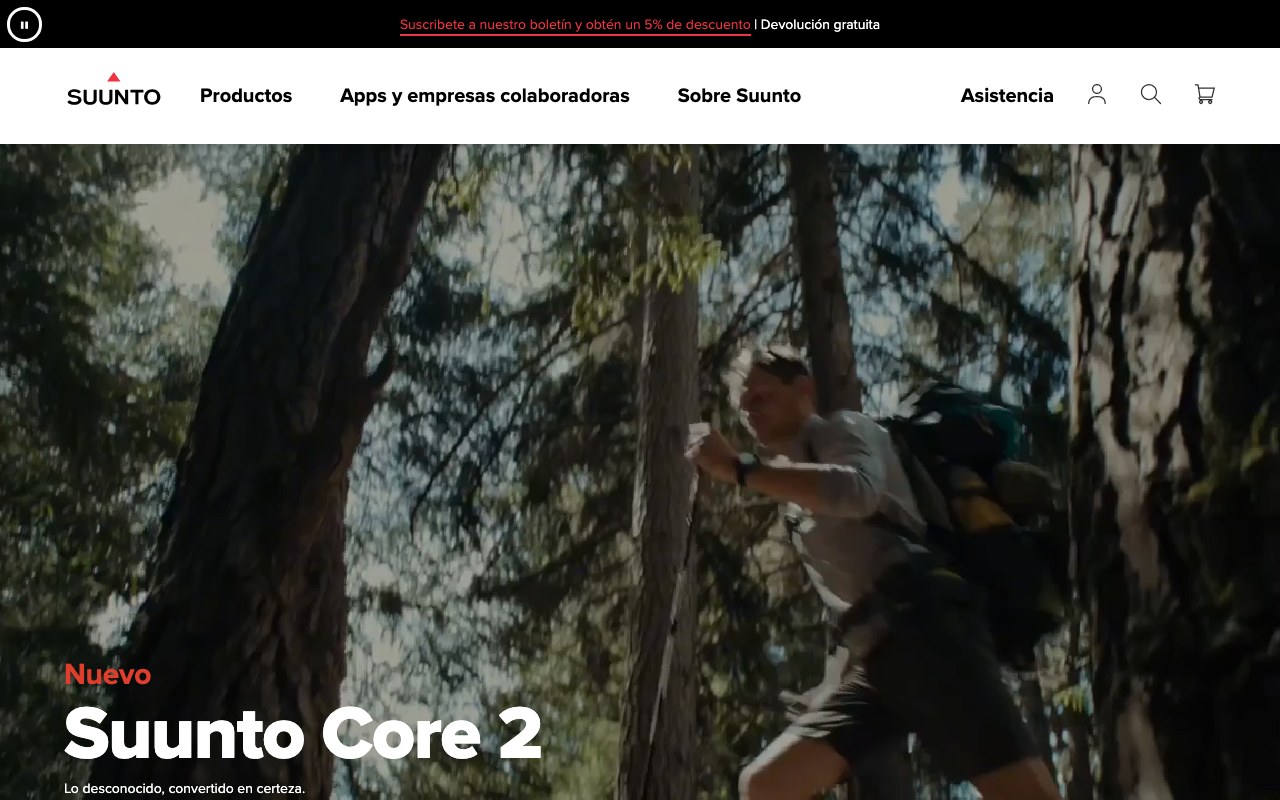 Captura de pantalla de la home de Suunto