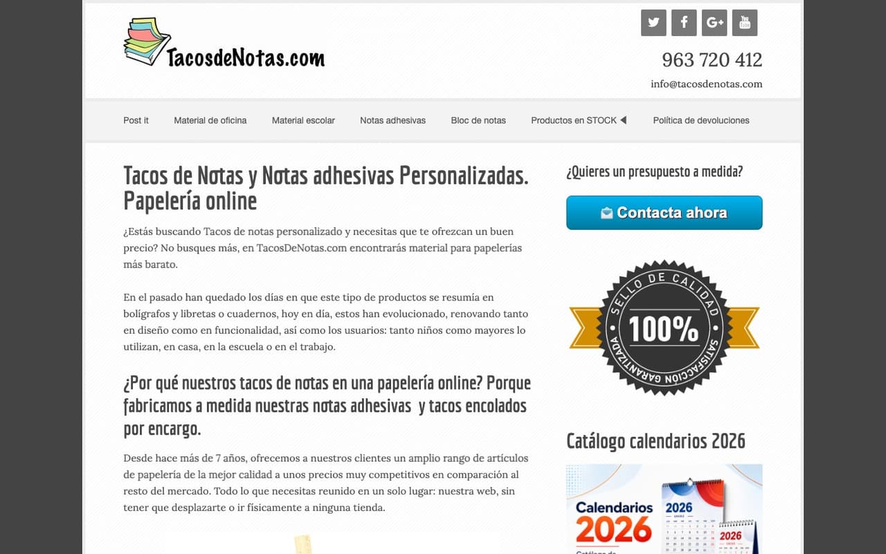 Captura limpia de la home oficial de Tacos de Notas