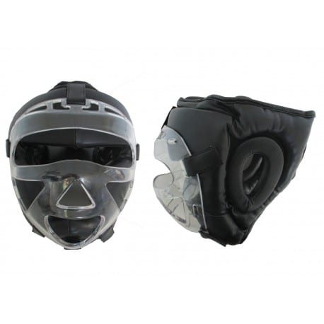 Casco con máscara transparente desmontable