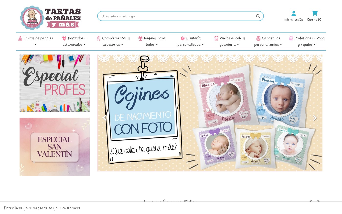Captura limpia de la home oficial de Tartas de Pañales y Más