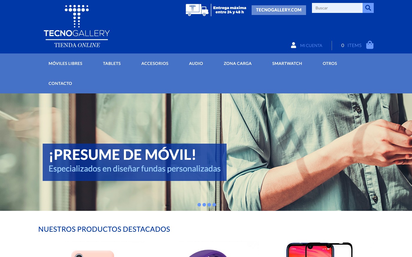 Captura limpia de la home oficial de TecnoGallery