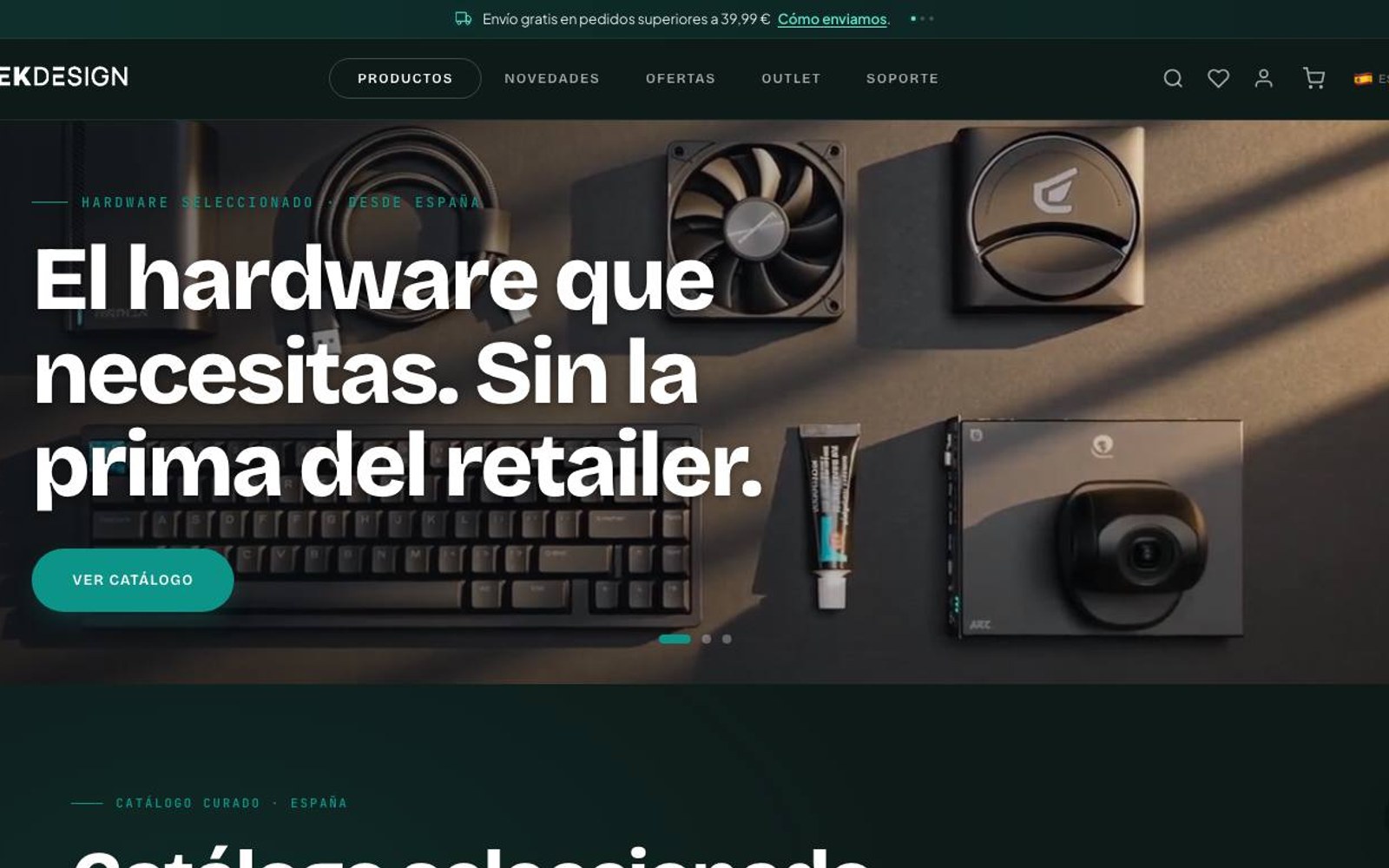 Captura limpia de la home oficial de Tekdesign