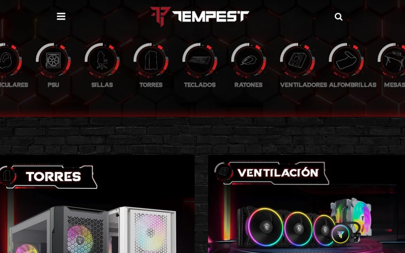 Captura de pantalla de la home de Tempest