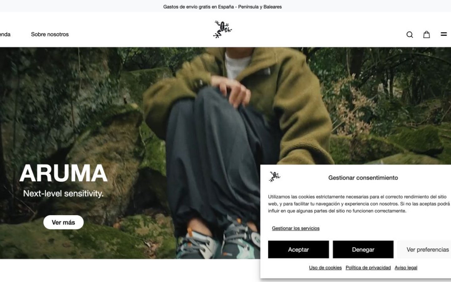 Captura de pantalla de la home de Tenaya
