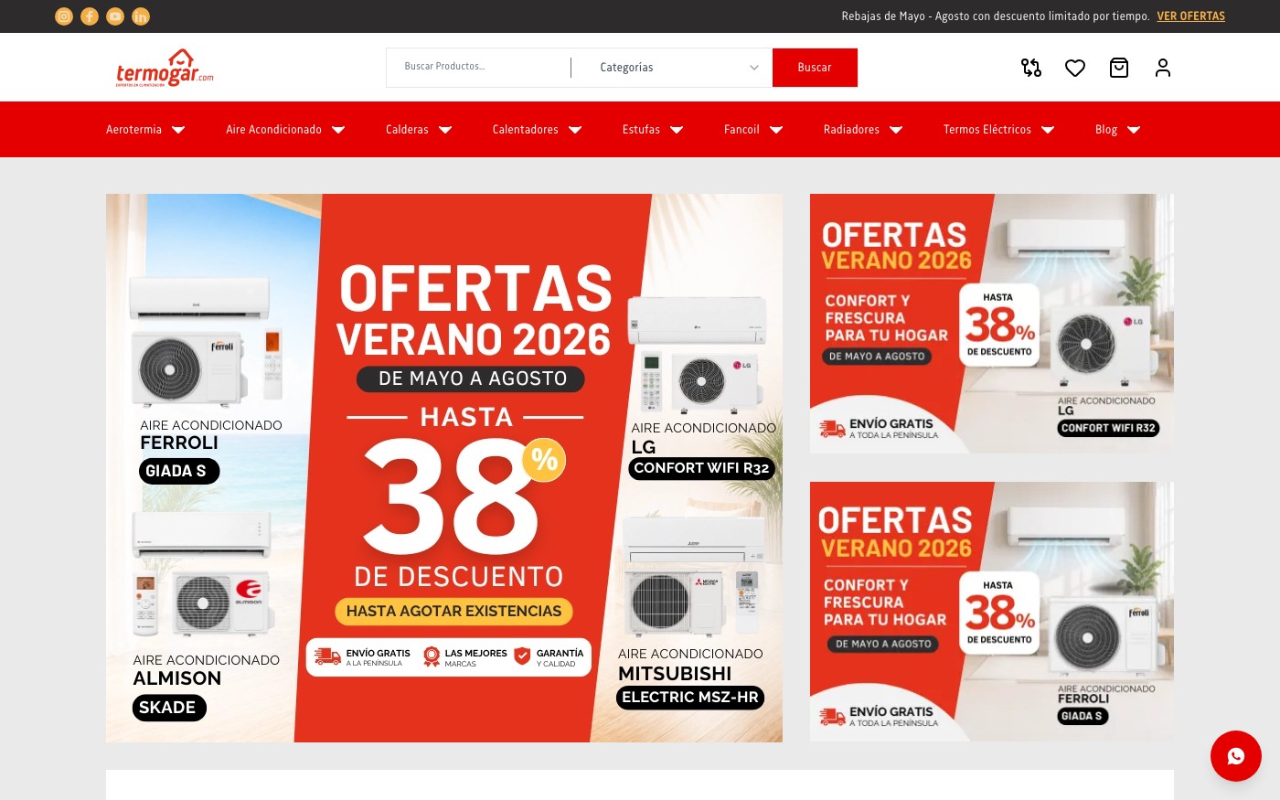 Captura limpia de la home oficial de Termogar