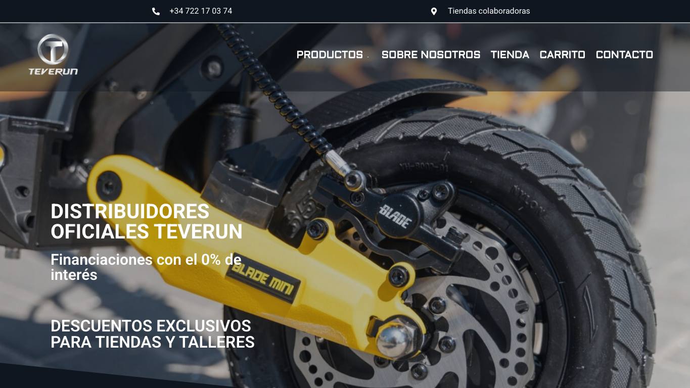 Captura limpia de la home oficial de Teverun