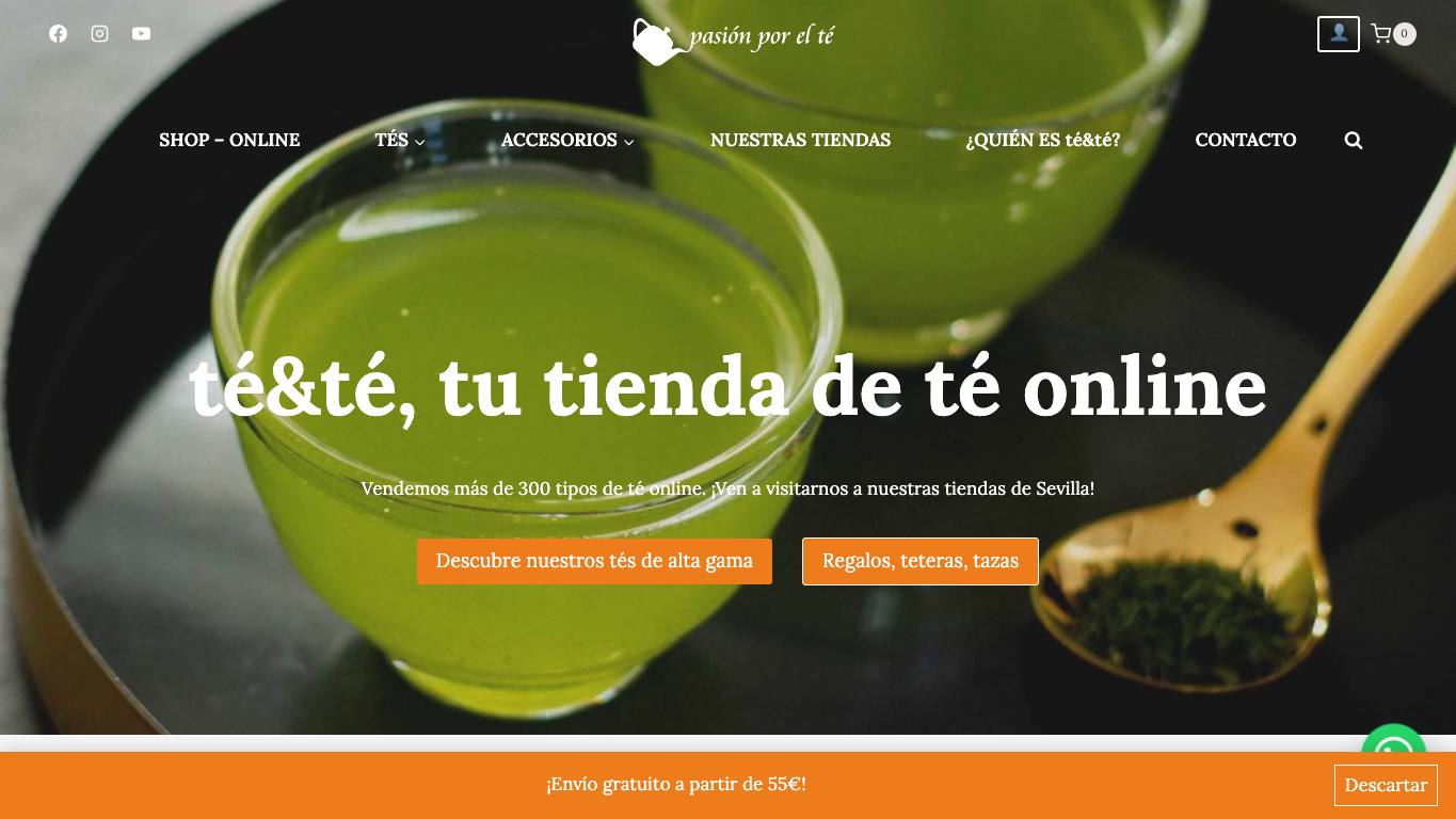 Captura limpia de la home de té&té