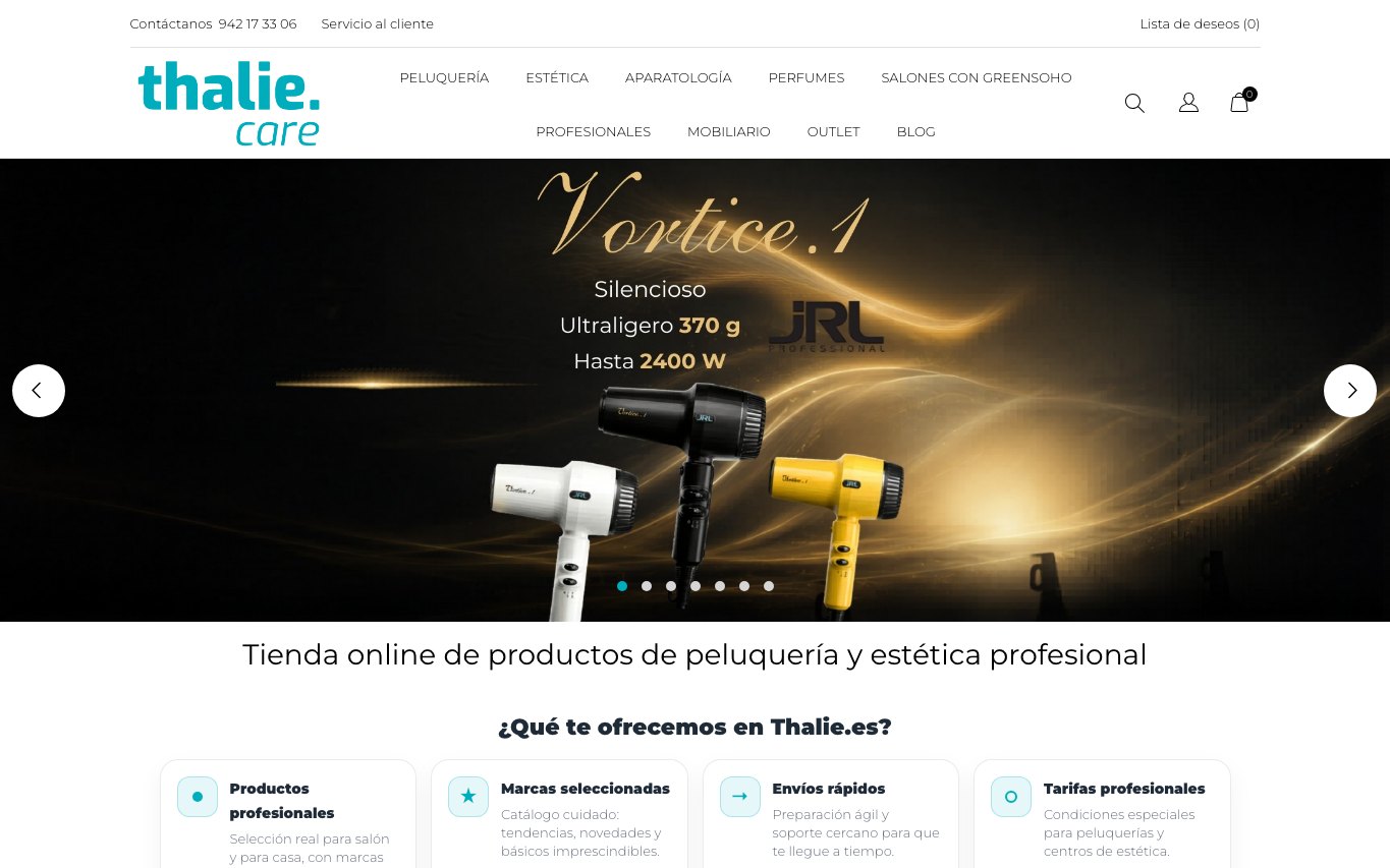 Captura de pantalla de la home de Thalie