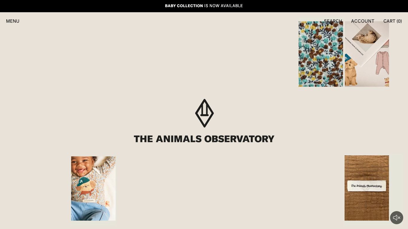Captura real de la home de The Animals Observatory