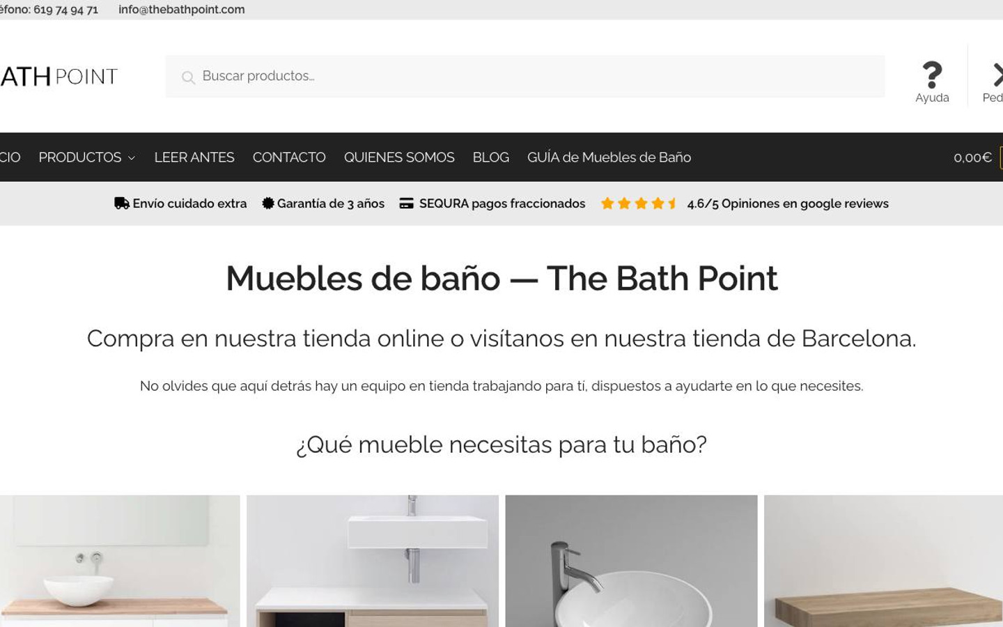 Captura limpia de la home oficial de The Bath Point
