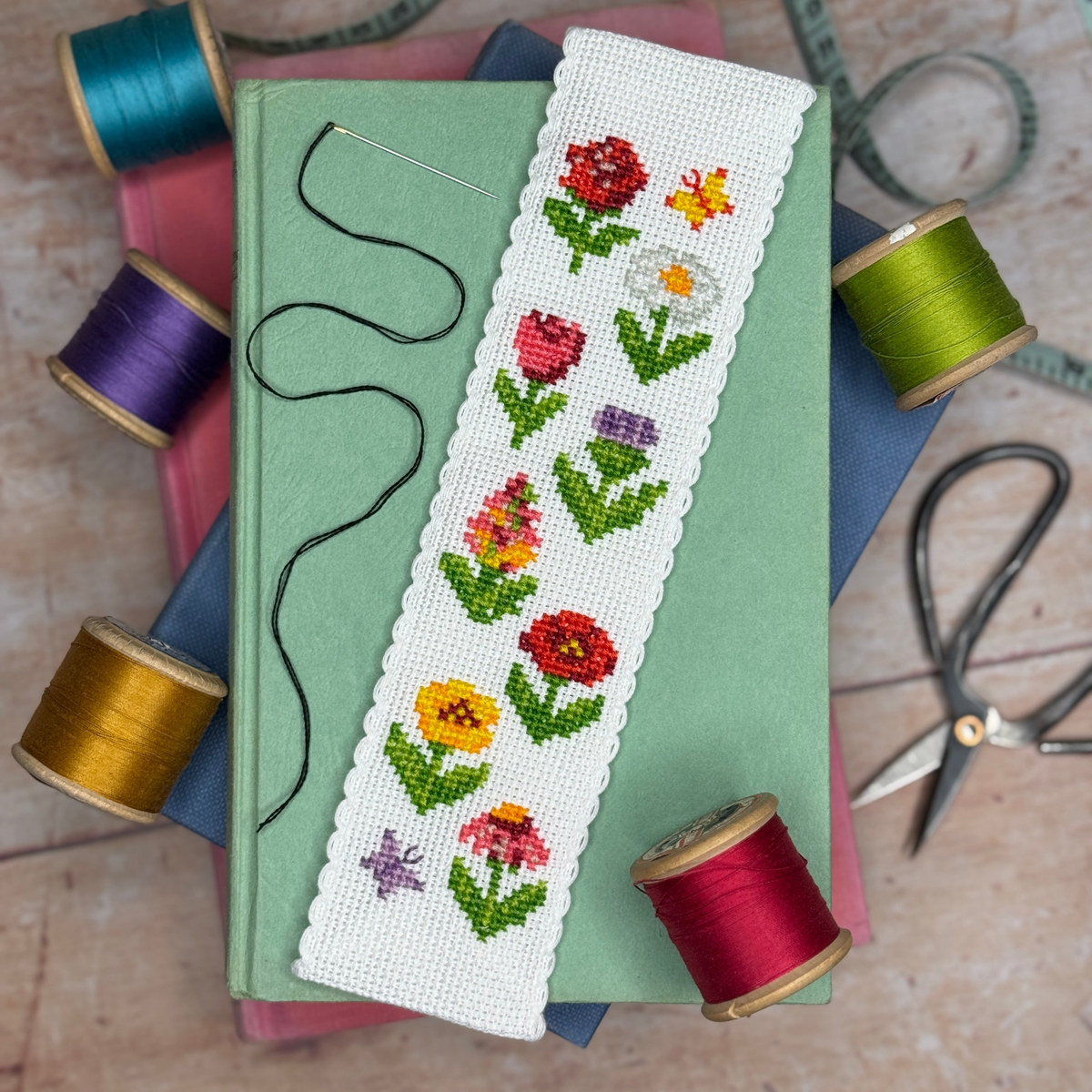 Cottage Garden Cross Stitch Bookmark Kit &ndash; The Crafty Kit Company