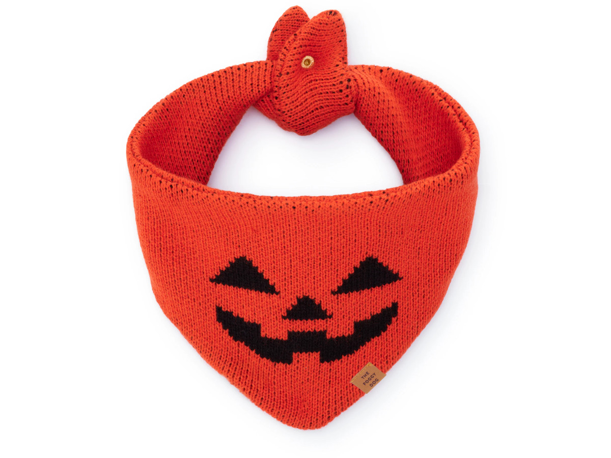 Jack-o’-Lantern Knit Dog Bandana