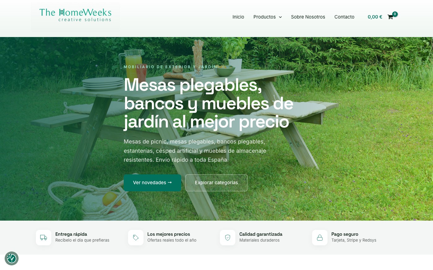 Captura de pantalla de la home de The Home Weeks