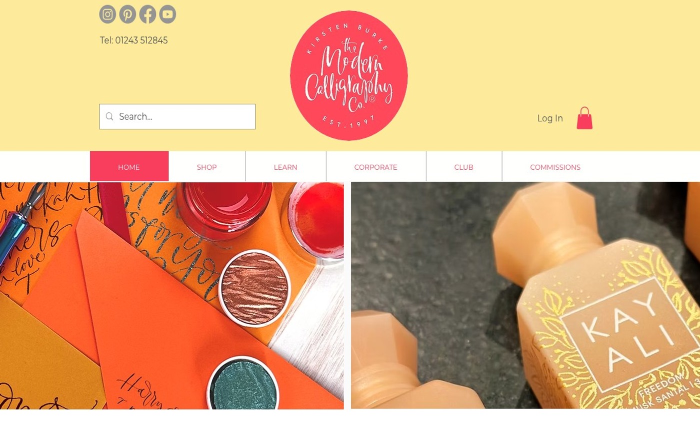 Captura de pantalla de la home de The Modern Calligraphy Company