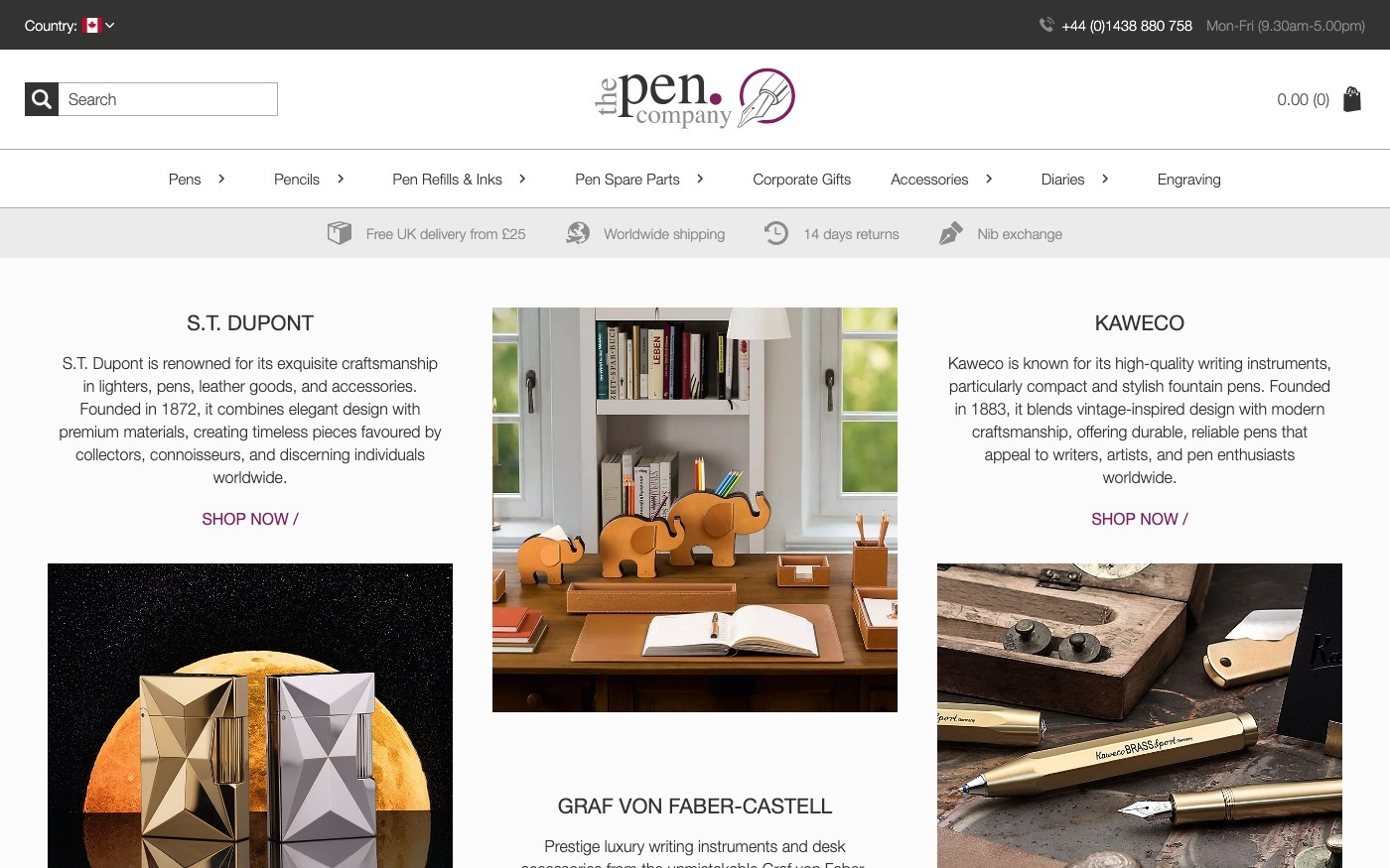 Captura limpia de la home oficial de The Pen Company