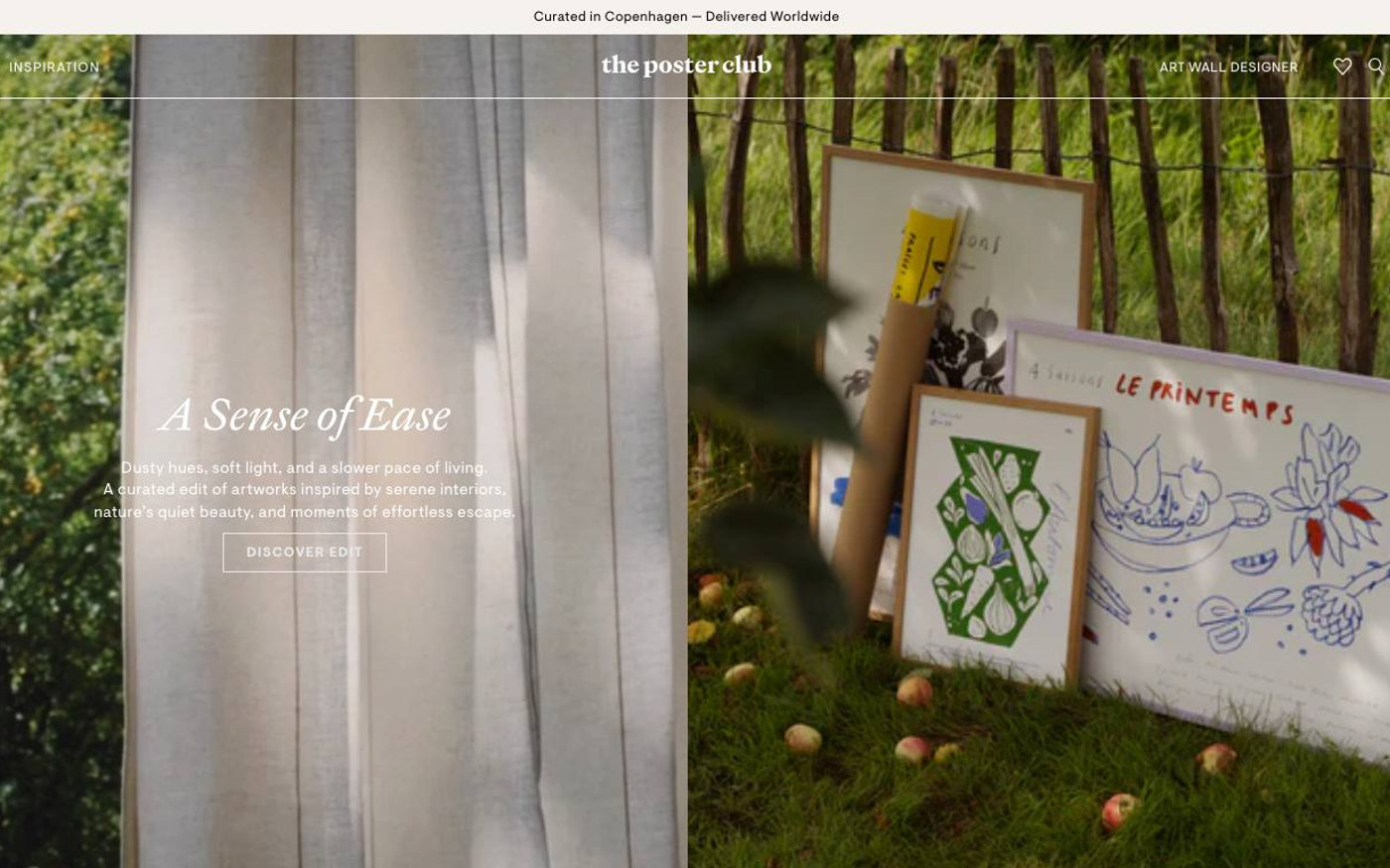 Captura de pantalla de la home de The Poster Club