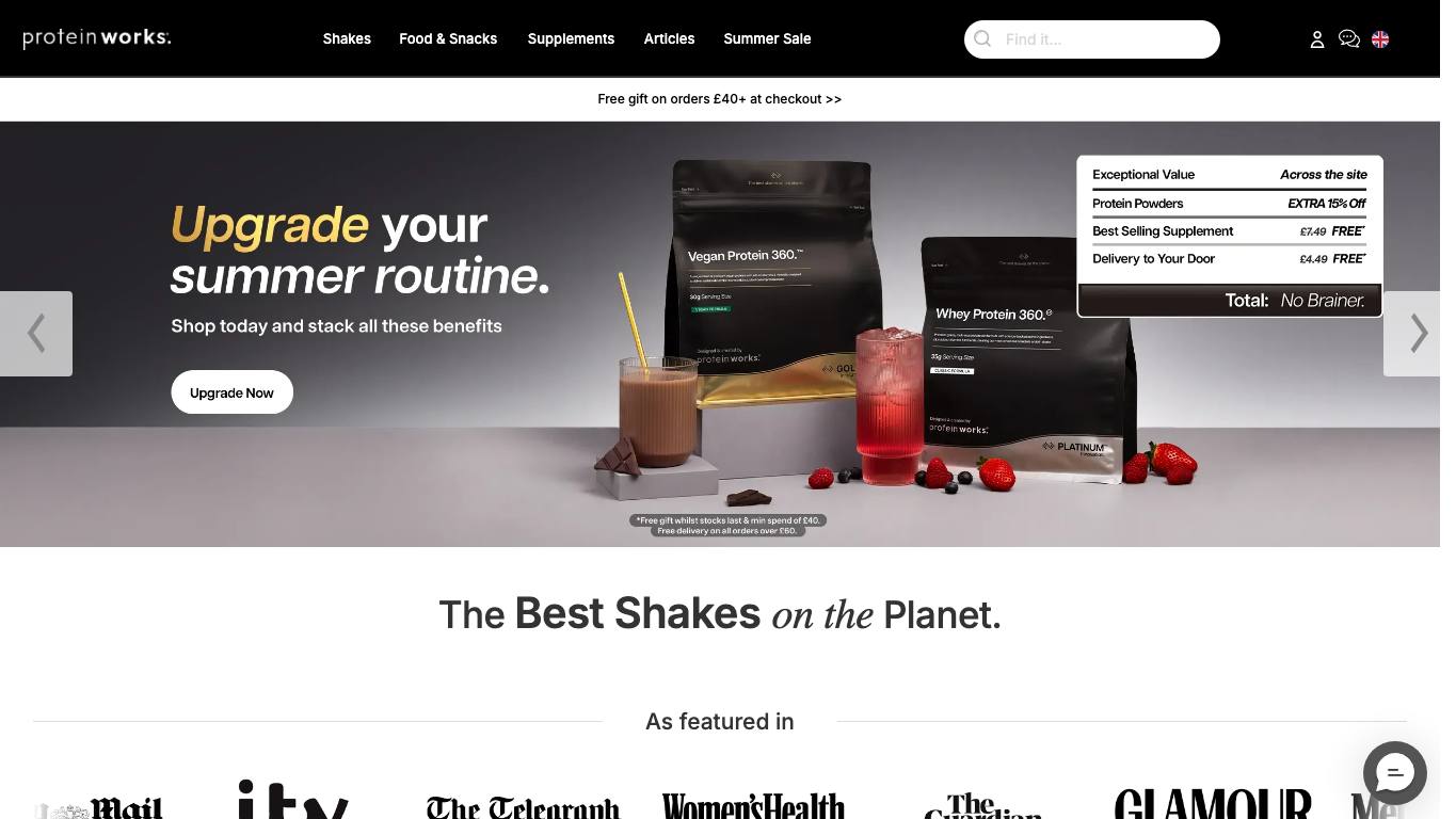 Captura de pantalla de la home de The Protein Works