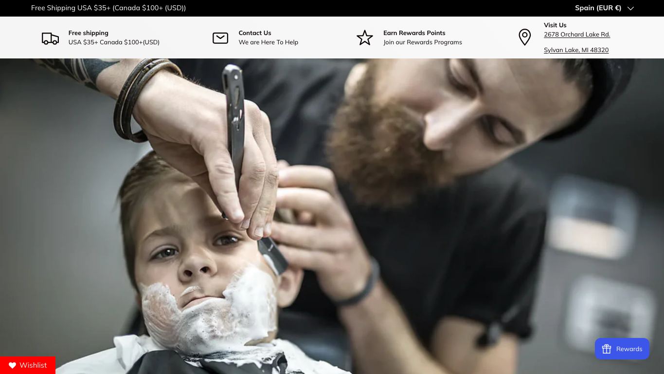 Captura de pantalla de la home de The Razor Company