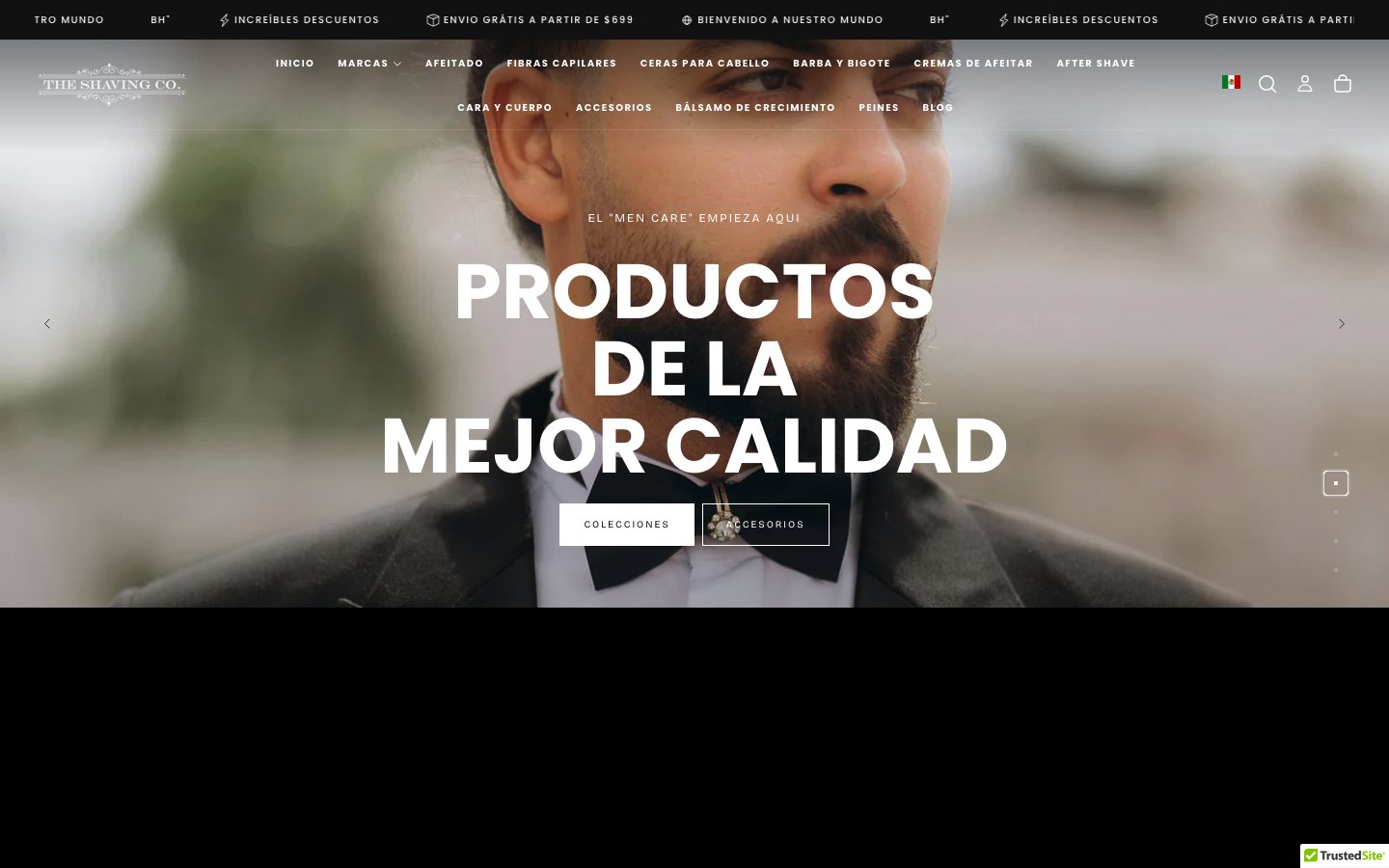 Captura de pantalla de la home de The Shaving Co.