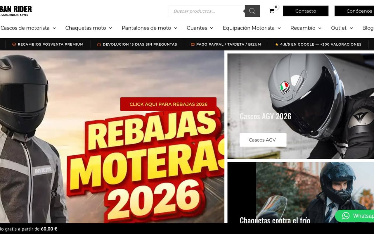 Captura de pantalla de la home de The Urban Rider