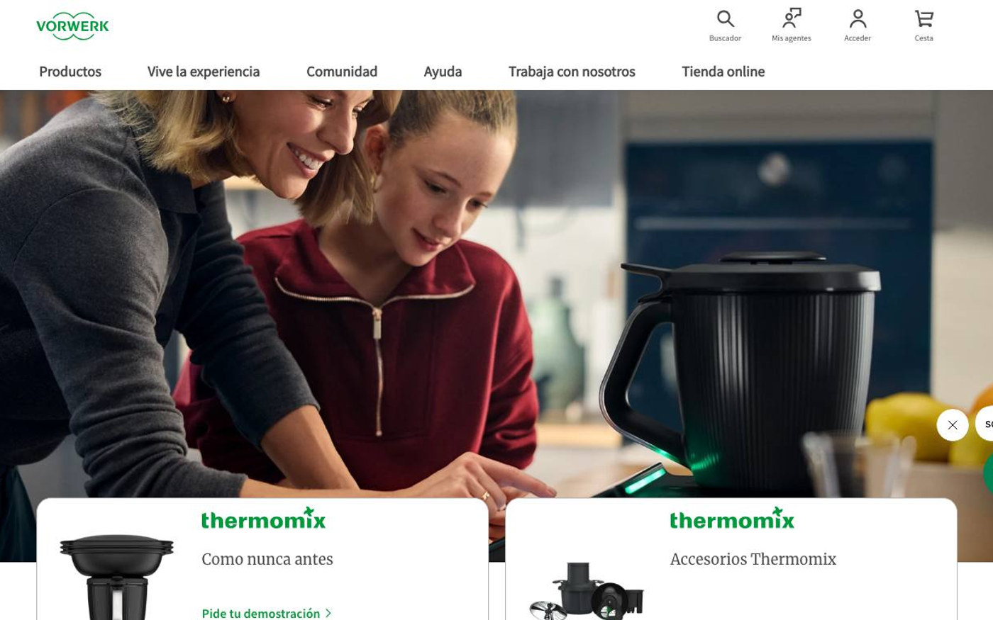 Captura limpia de la home oficial de Thermomix