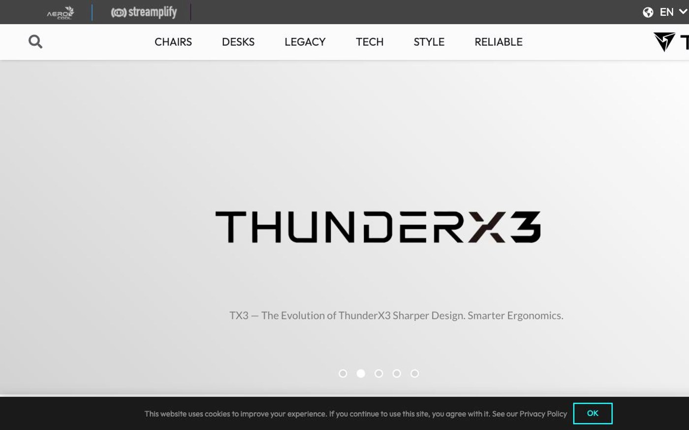 Captura limpia de la home oficial de ThunderX3