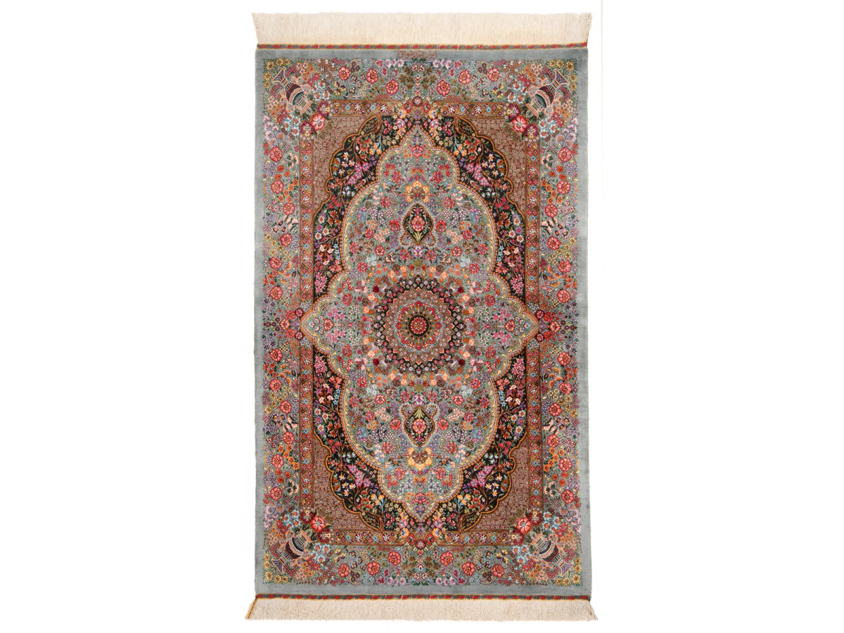 Alfombra persa Qom Silk Rezwani | 125 x 78 cm
