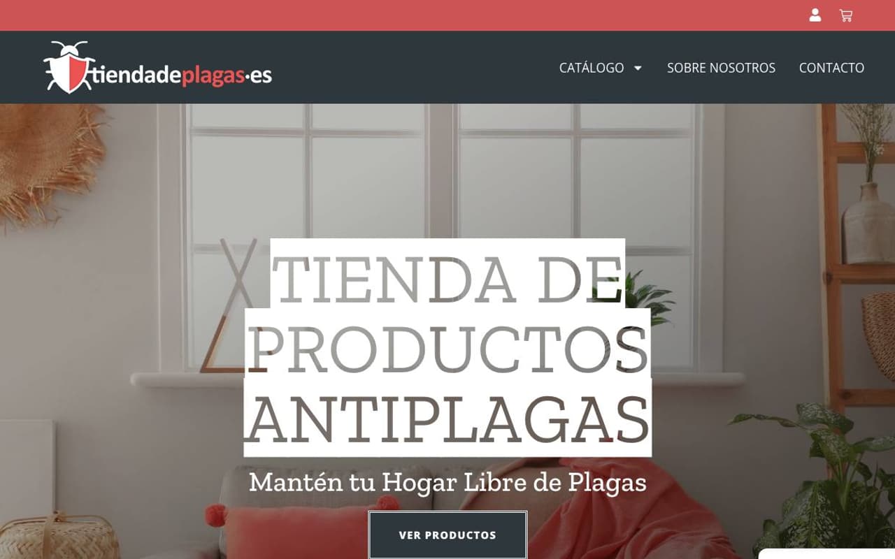 Captura de pantalla de la home de Tienda de Plagas