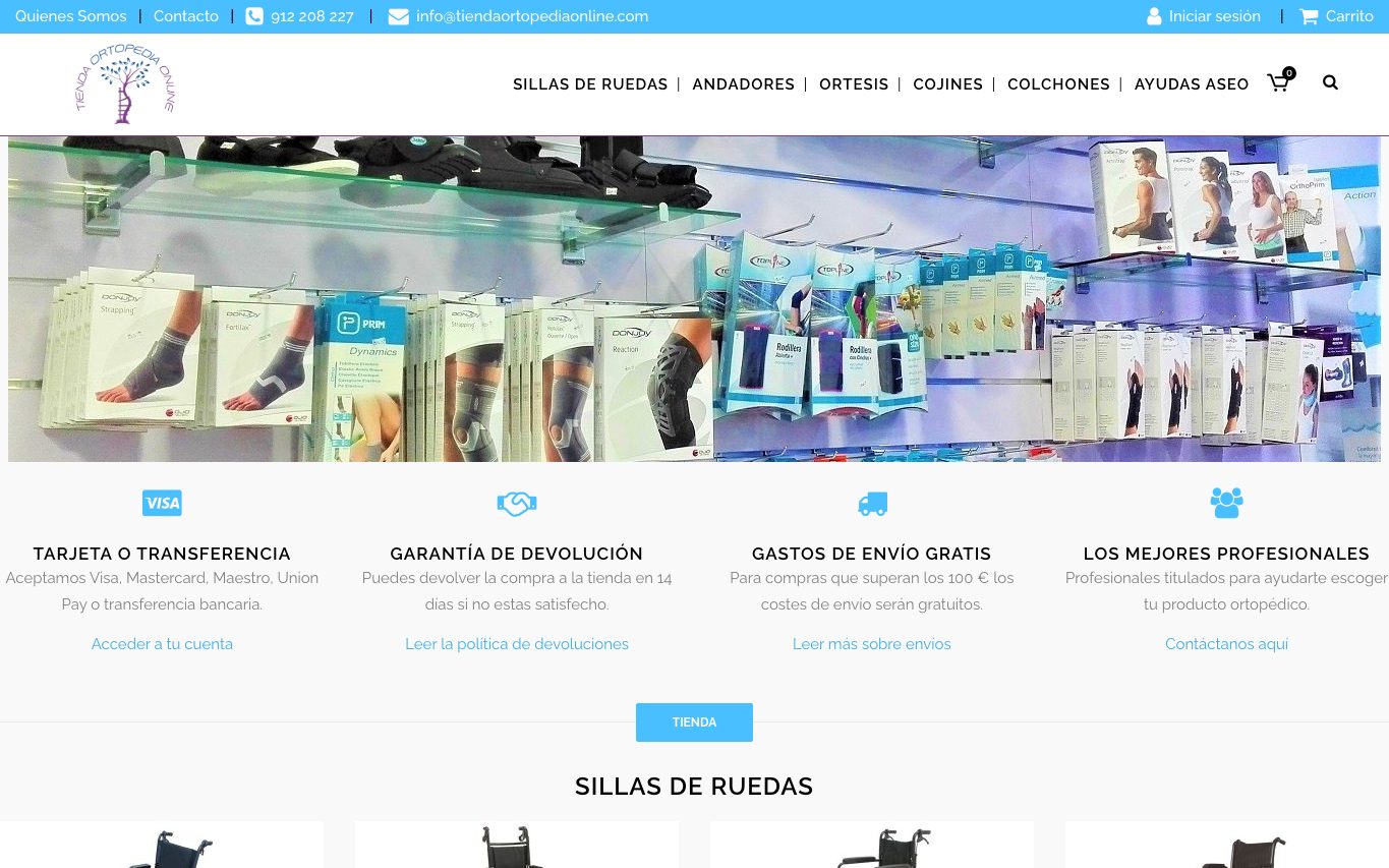 Página de inicio de Tienda Ortopedia Online