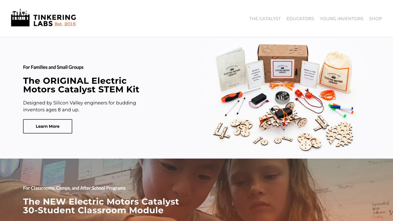 Captura limpia de la home de Tinkering Labs