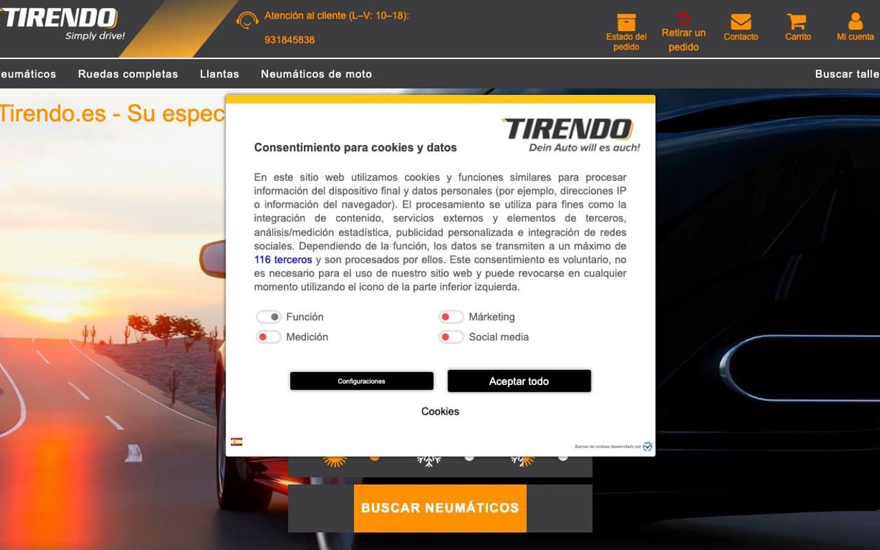 Captura limpia de la home oficial de Tirendo