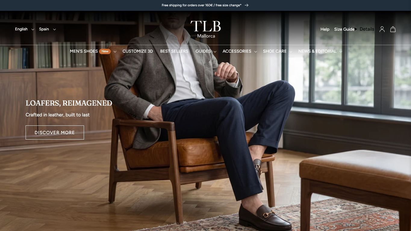 Captura real de la home de TLB Mallorca