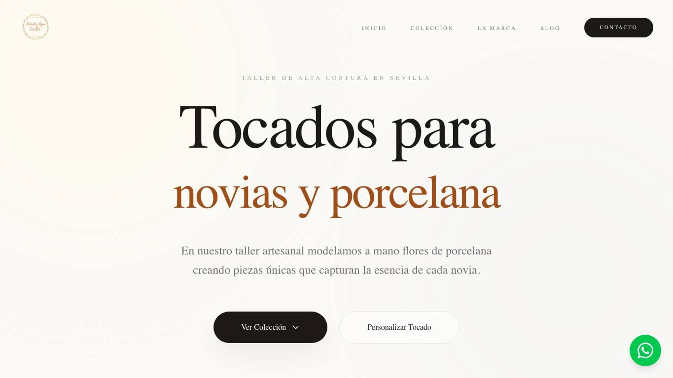 Captura limpia de la home oficial de Tocados Aya Sevilla