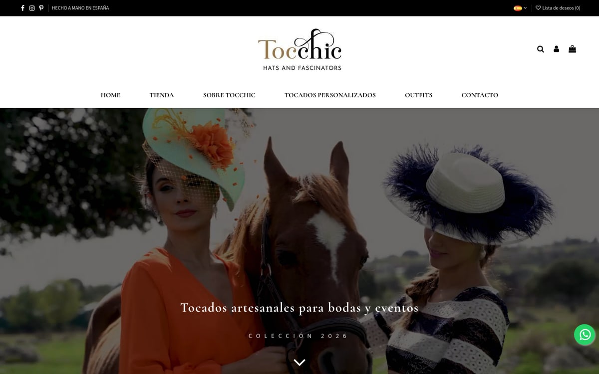 Captura real de la home de TocChic