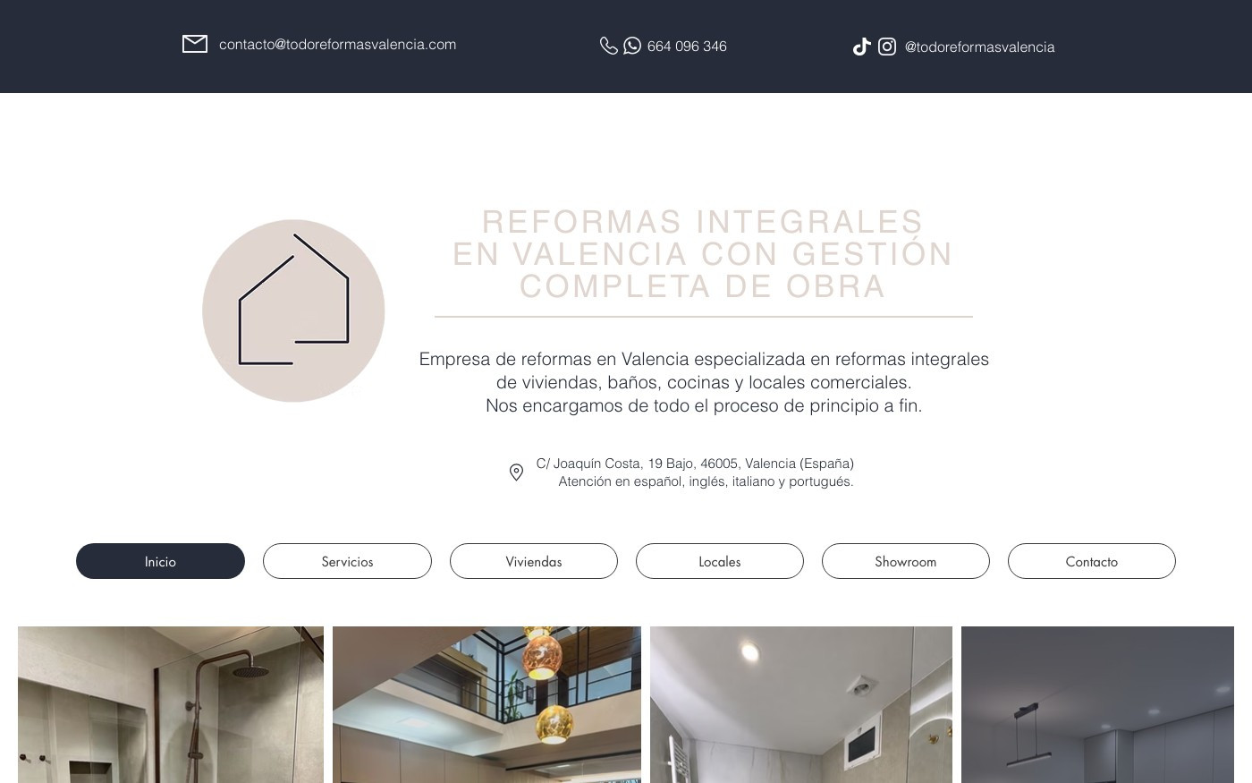Captura de pantalla de la home de Todo Reformas Valencia