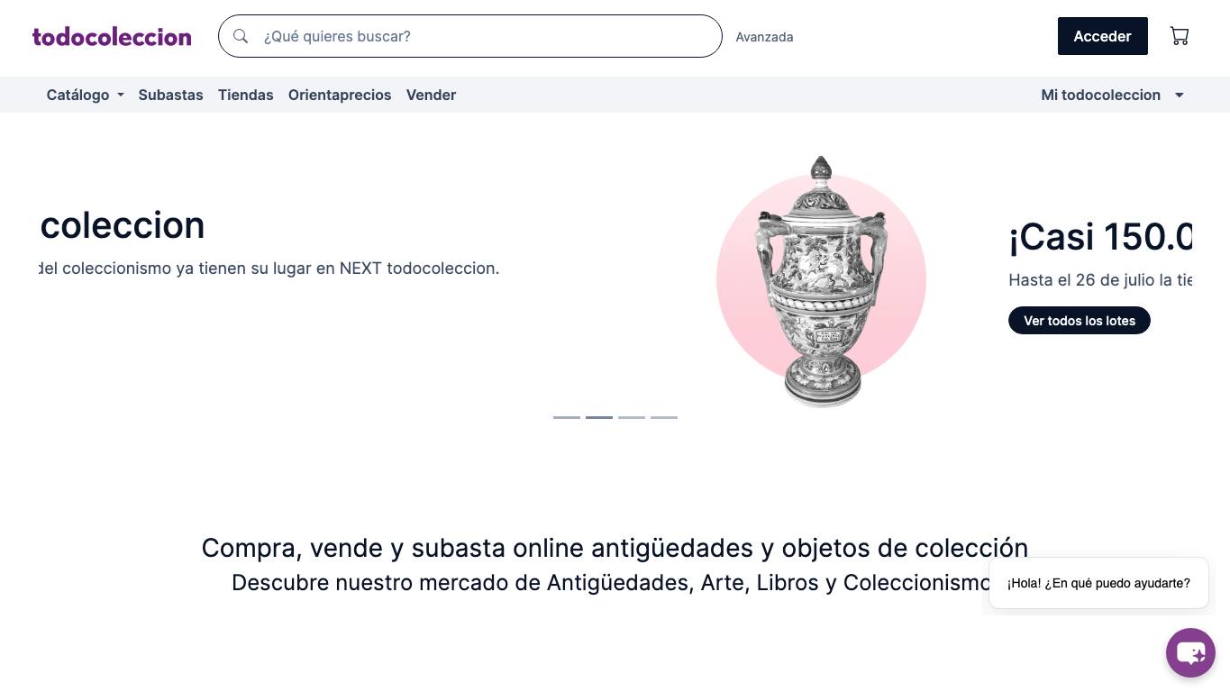 Captura limpia de la home de todocoleccion