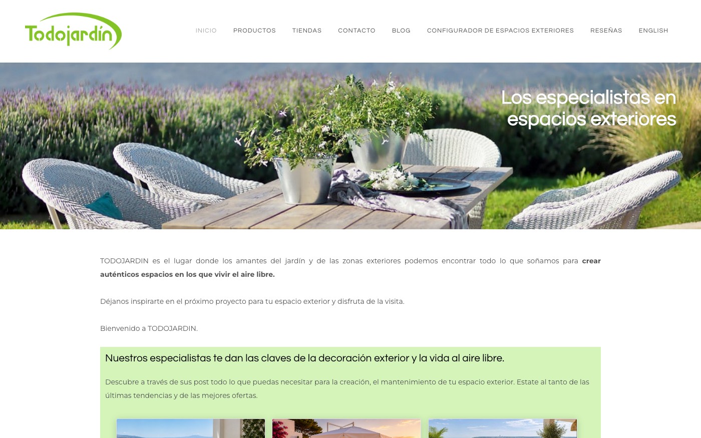 Captura limpia de la home oficial de TodoJardin