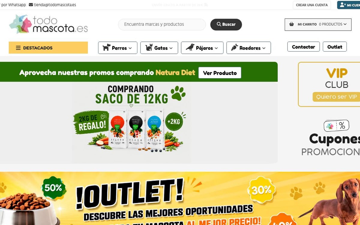 Captura limpia de la home oficial de Todo Mascota