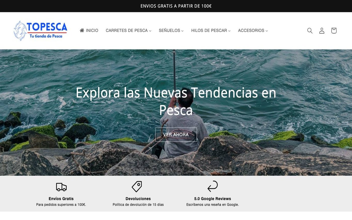 Captura limpia de la página de inicio de TOPESCA