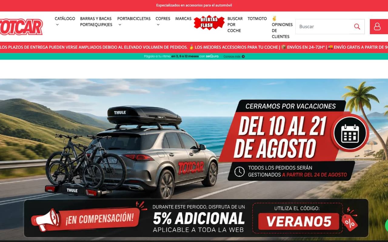 Captura de pantalla de la home de Totcar