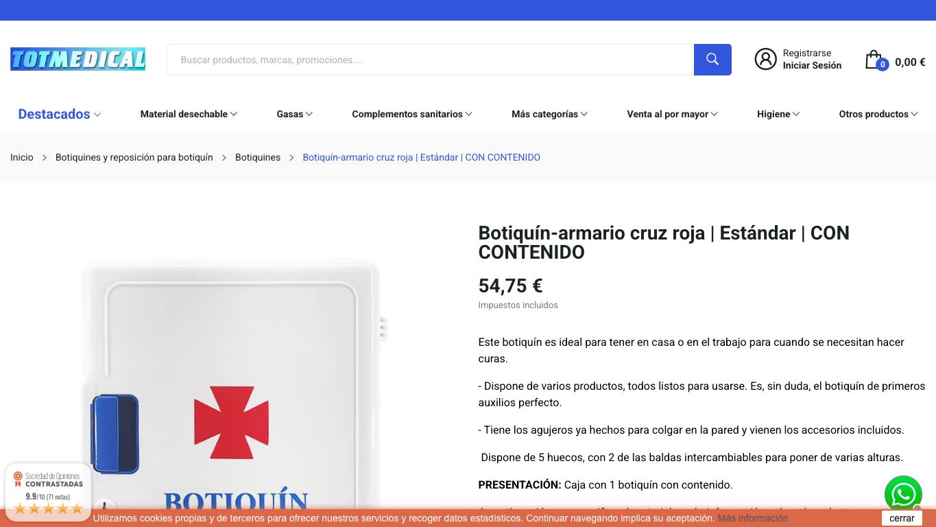 Captura limpia de la home de Totmedical
