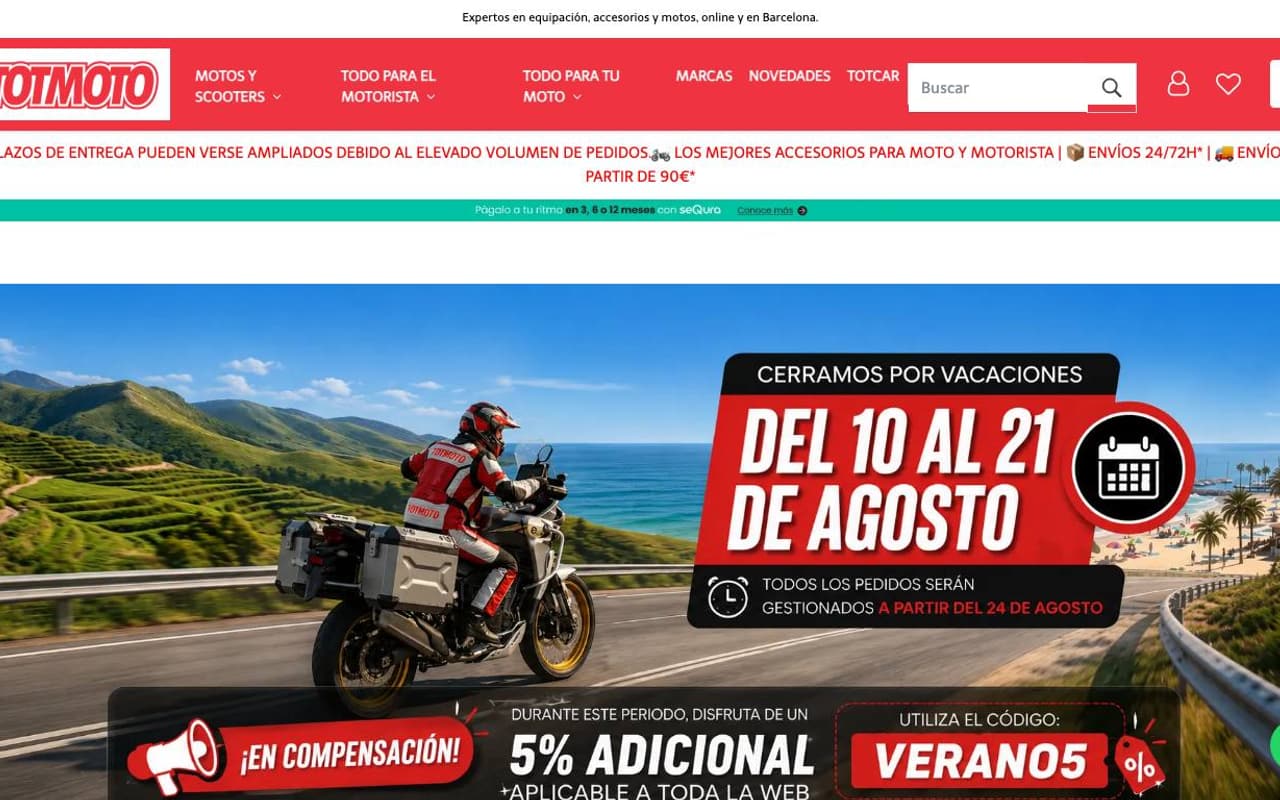 Captura limpia de la home oficial de Totmoto