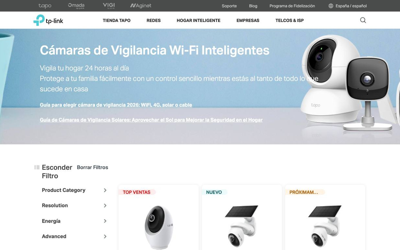 Captura limpia de la home oficial de TP-Link Tapo