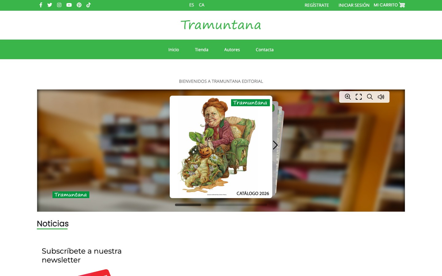 Captura limpia de la home oficial de Tramuntana Editorial